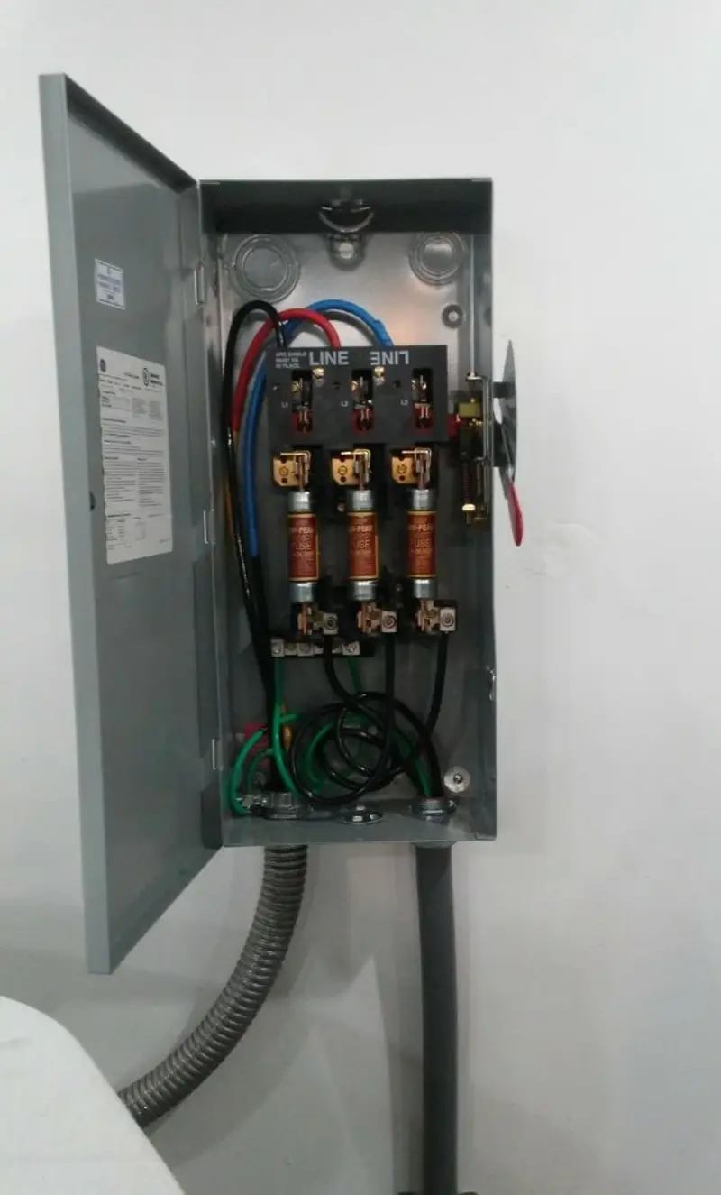 Three-phase disconnect switch installed for Electrical Wiring & Rewiring in Grenada